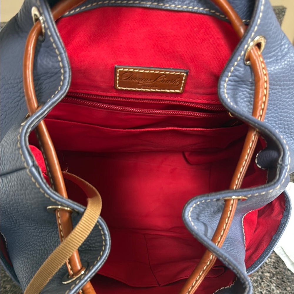 Dooney & Bourke Blue and Brown Leather Backpack - Picture 9 of 13